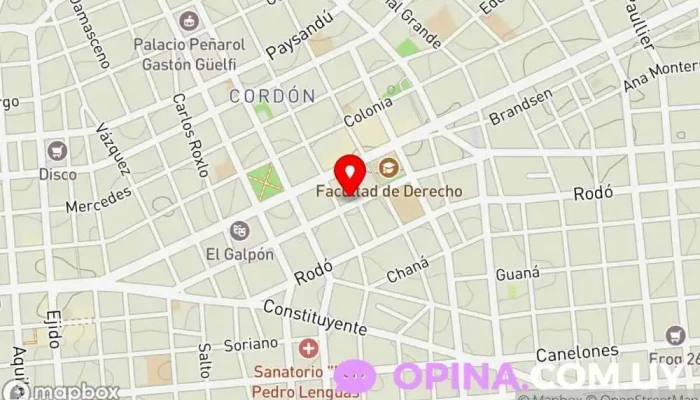 mapa de PUNTO Odontológico Dentista, Dentista cosmético, Clínica dental, Periodoncista de implantes dentales, Servicio de urgencias dentales, Ortodoncista en Montevideo