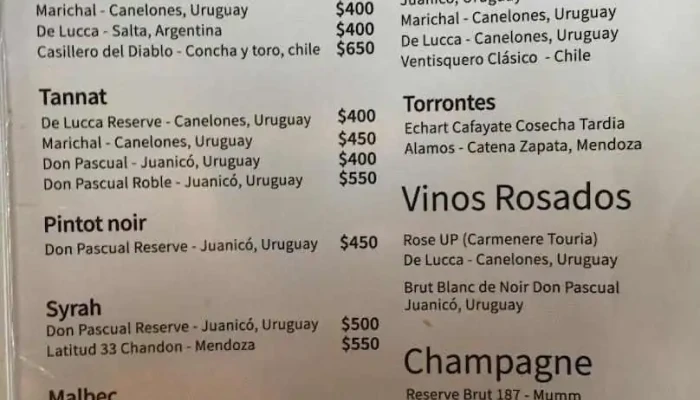 Punto Sur -  Menu - La Paloma