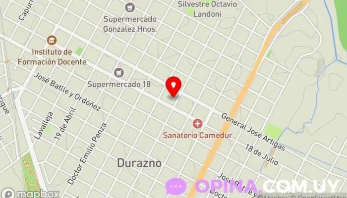mapa de RAP DURAZNO - Red de Atención Primaria - ASSE Centro médico en Durazno