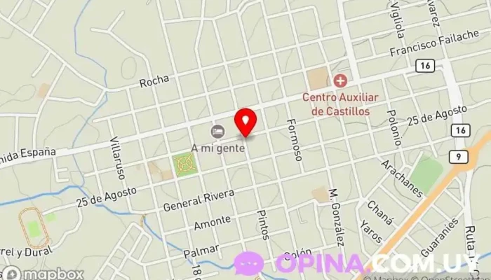 mapa de RED PAGOS San Vicente Institución financiera, Cobro de deudas en Castillos