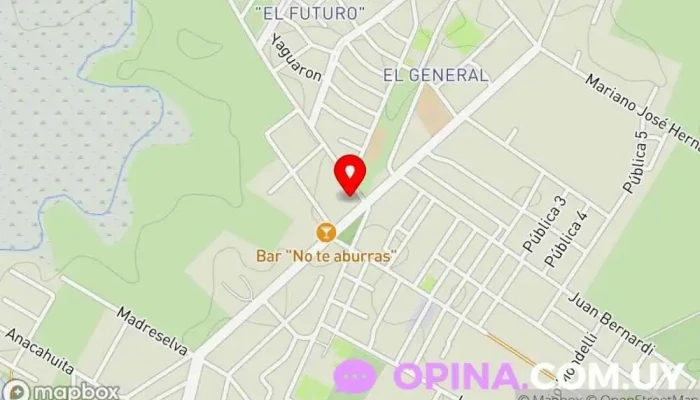 mapa de Redpagos El General Institución financiera en Col. del Sacramento