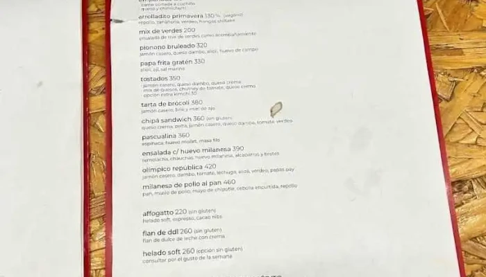 Republica Rotiseria Menu - Montevideo