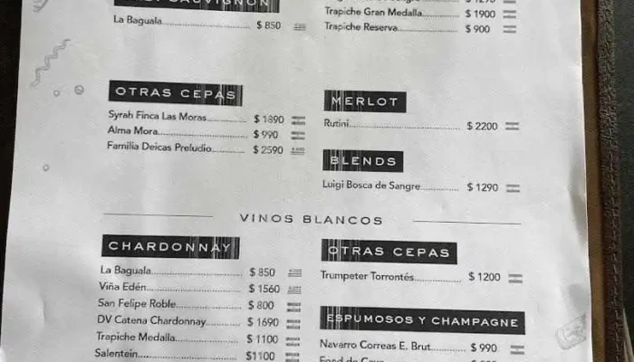 Restaurant La Baguala -  Menu - Montevideo