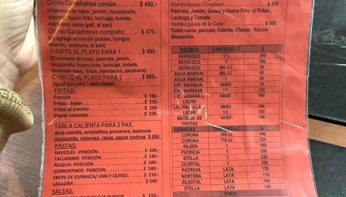 Restaurant This Time -  Menu - Termas del Dayman