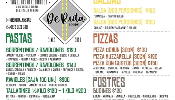 Restaurante De Ruta Foods -  Menu - Montevideo