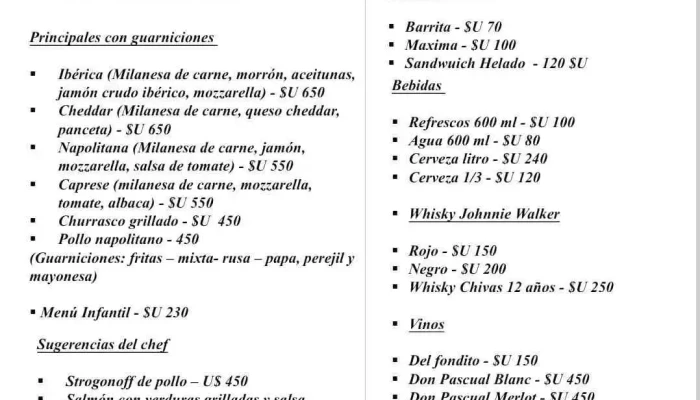 Restaurante El Fondito -  Menu - Bella Uni&oacute;n