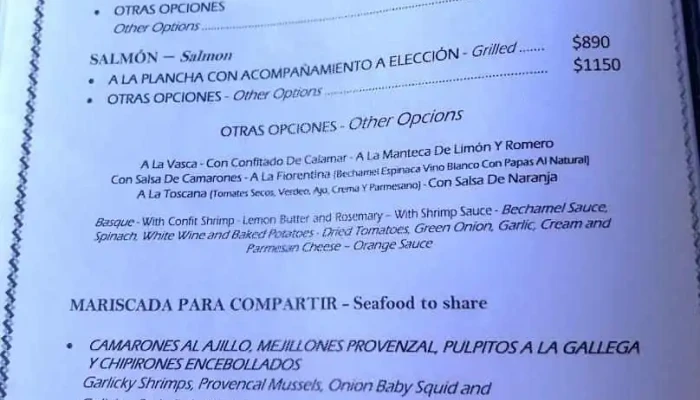 Restaurante El Tonel -  Menu - Punta del Este