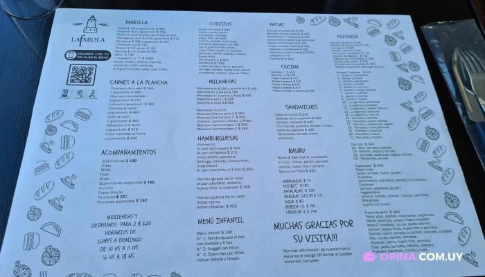 Restaurante La Farola -  Menu - Montevideo
