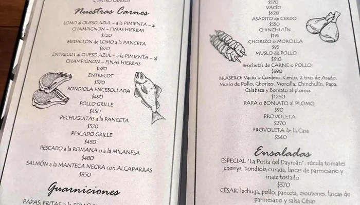 Restaurante La Posta Del Dayman -  Menu - Termas del Dayman