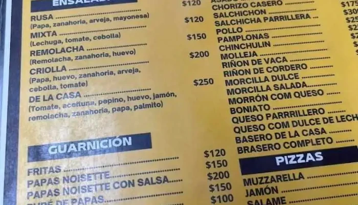 Restaurante Los Crioulos -  Menu - Aceguá