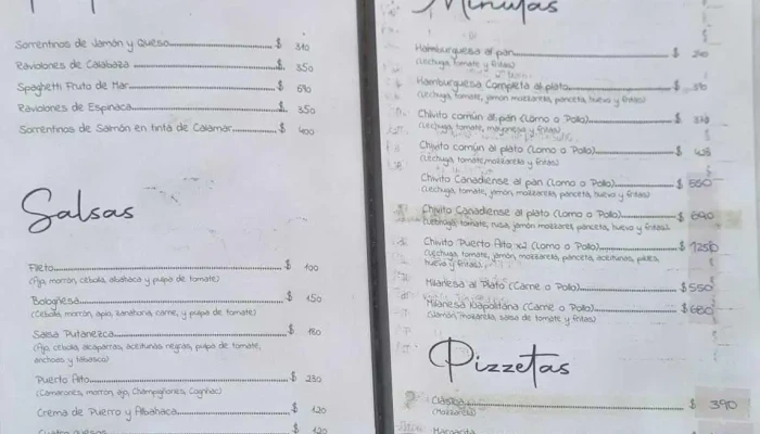Restaurante Puerto Alto -  Menu - Piriápolis