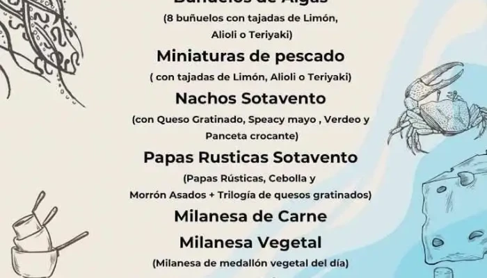 Restaurante Sotavento -  Menu - La Paloma