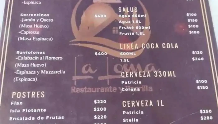 Resto Parrilla La Loma -  Menu - Libertad
