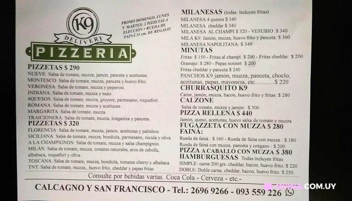Resto Pub El 9 -  Menu - Ciudad de la Costa