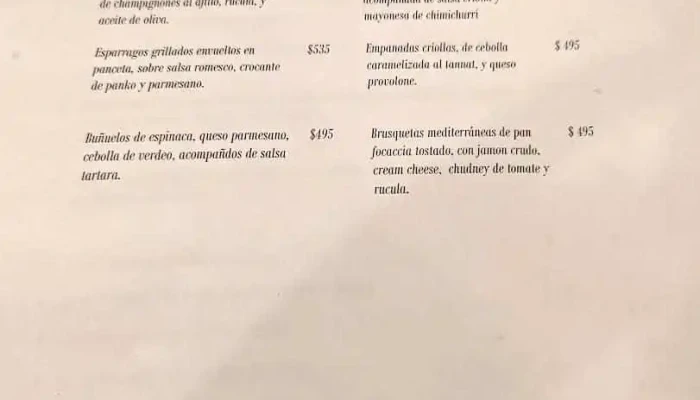 Restoran Pueblo Tannat Menu - Carmelo