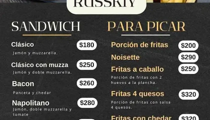 Russkiy Bar -  Menu - San Javier