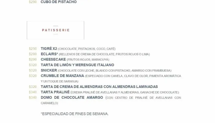 Saint Germain Cafe Bistrot Menu - Montevideo