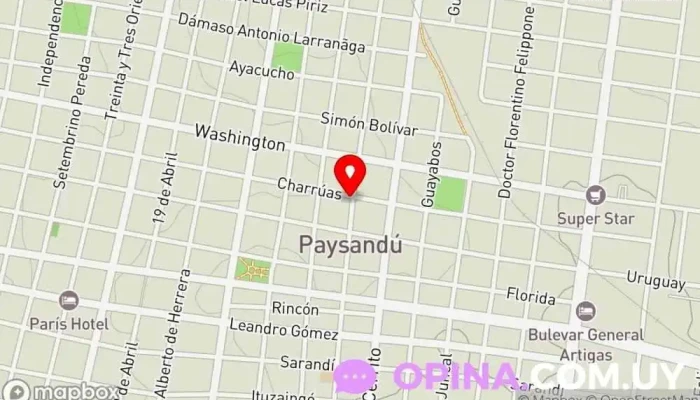 mapa de Salón Charrúas Papelería, Diseñador gráfico en Paysandú