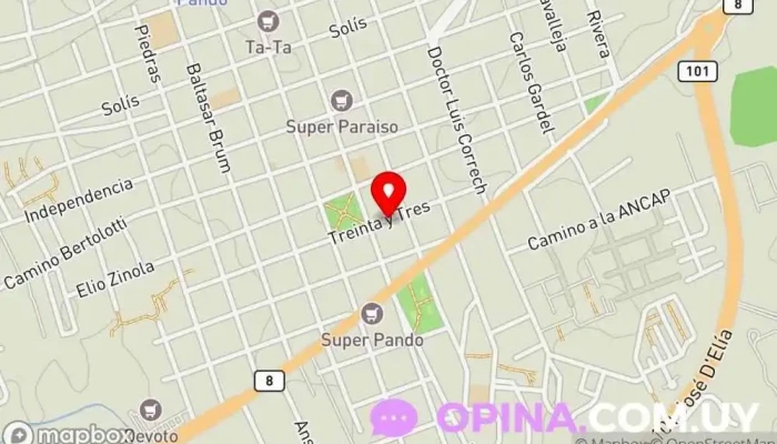 mapa de Salón y Escuela Leticia Piña Comercio en Pando