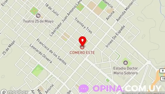 mapa de Sanatorio del Este Hospital en Rocha