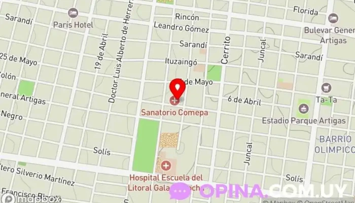 mapa de Sanatorio Modelo COMEPA Hospital en Paysandú