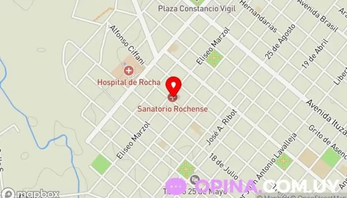 mapa de Sanatorio Rochense Hospital en Rocha