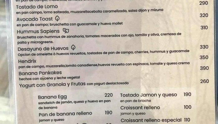 Santana Carrasco -  Menu - Montevideo