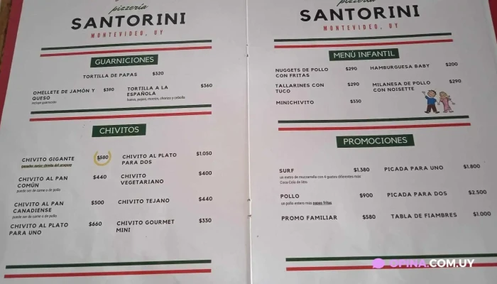 Santorini Menu - Montevideo