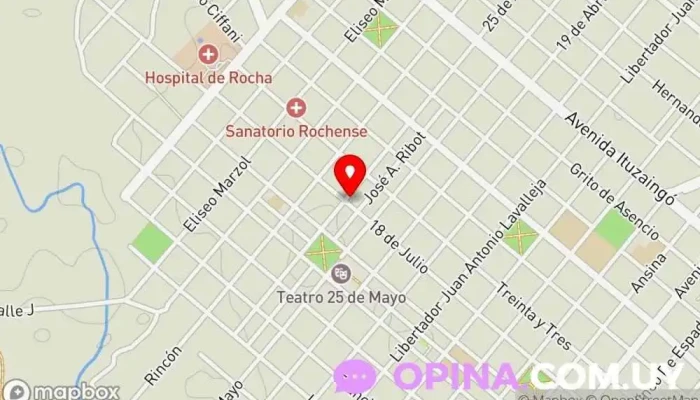 mapa de Servicio de Emergencia Rochense Salud y bienestar en Rocha