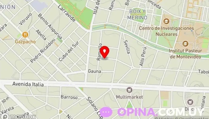 mapa de SERVICIOS SANITARIOS CLAUDIO BENTANCORT Delegación de Servicios Sociales, Ambulatorio en Montevideo