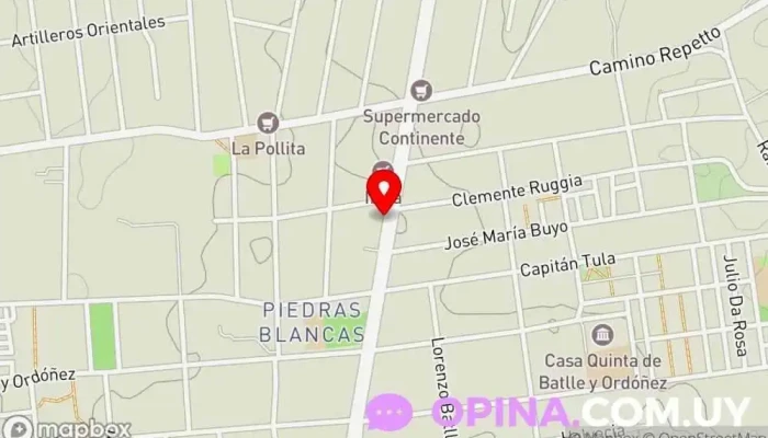 mapa de SOCIEDAD Universal Sede Piedras Blancas Centro de salud en Ciudad de la Costa