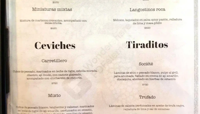 Societe 1907 -  Menu - Punta del Este