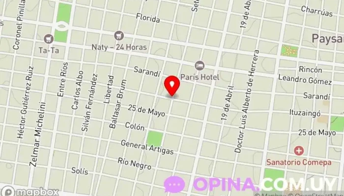 mapa de Sofía Schäfer - Centro Cosmetologico Esteticista, Clínica ambulatoria en Paysandú