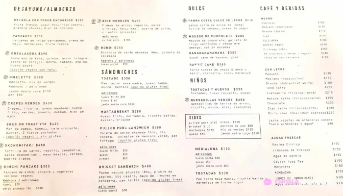 Sometimes Sunday -  Menu - Montevideo