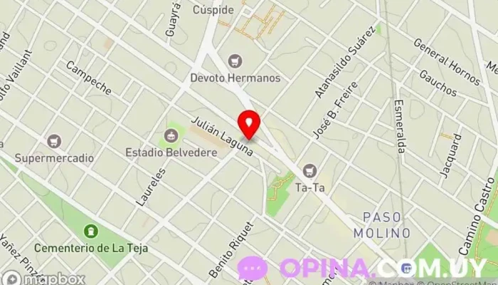 mapa de Sonrisas Uruguay Sucursal Paso Molino Clínica dental en Montevideo