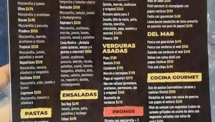 Sopranos Malvin Menu - Montevideo