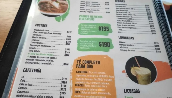 Sopranos Pocitos Menu - Montevideo