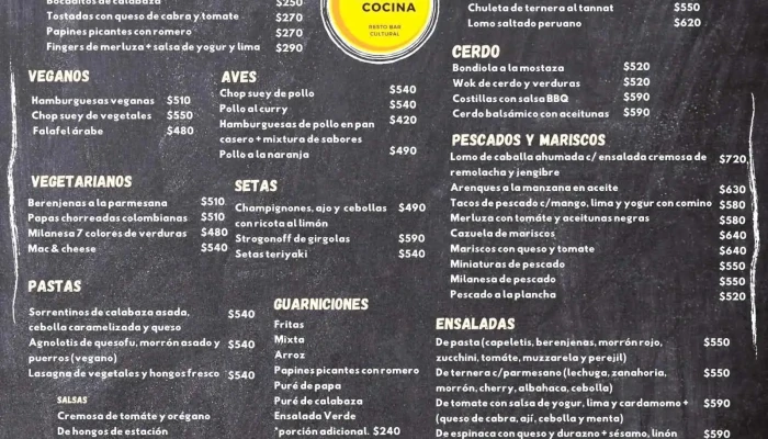 Soul Cocina Resto Bar Cultural -  Menu - Col. del Sacramento