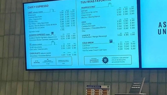 Starbucks -  Zona De Embarque Menu - Ciudad de la Costa