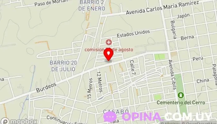 mapa de Súper Kiosco Burdeos Papelería, Taller de encuadernación en Montevideo