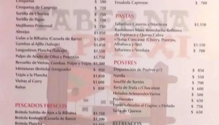 Taberna Patxi -  Menu - Maldonado