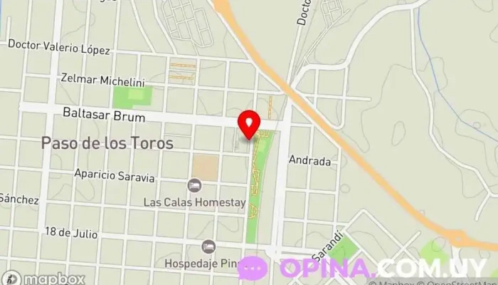 mapa de Terminal de ómnibus Servicio de transporte en Paso de los Toros