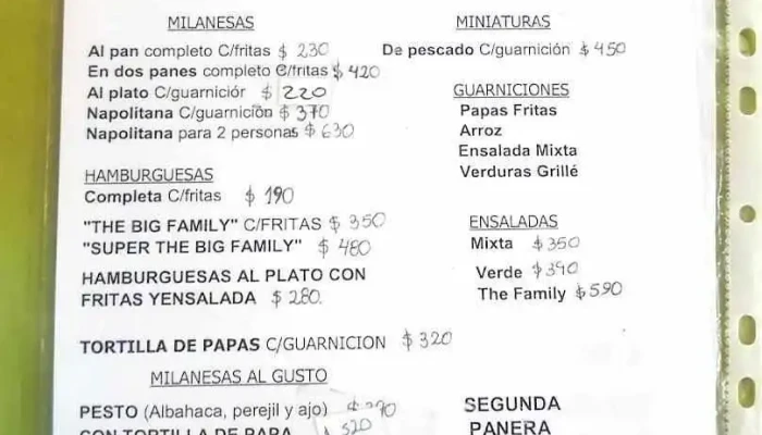 The Family -  Menu - Punta del Este