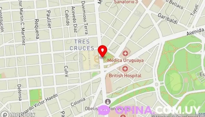 mapa de Tres Cruces Bus stop en Montevideo