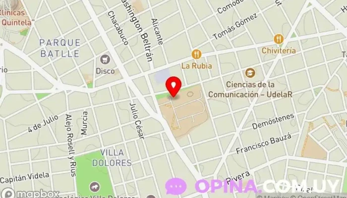 mapa de Unidad Central de Educación Permanente (Udelar) Escuela comunitaria, Escuela universitaria en Montevideo