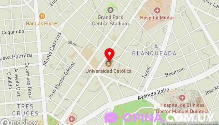 mapa de Universidad Católica del Uruguay Universidad privada, Universidad en Montevideo