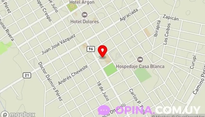 mapa de Universidad del Trabajo del Uruguay (UTU) Dolores Universidad en Dolores