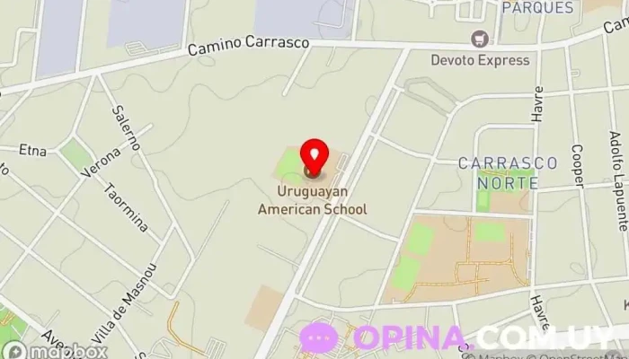 mapa de Uruguayan American School Escuela en Montevideo