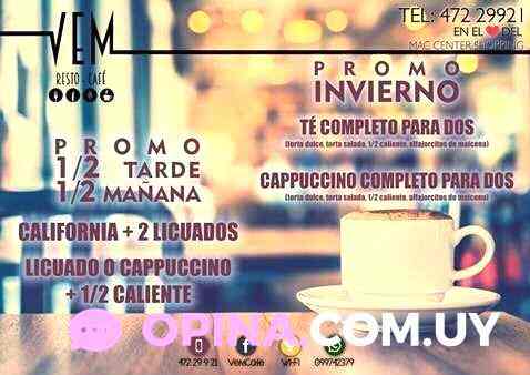 Vem Resto Cafe -  Menu - Paysandú