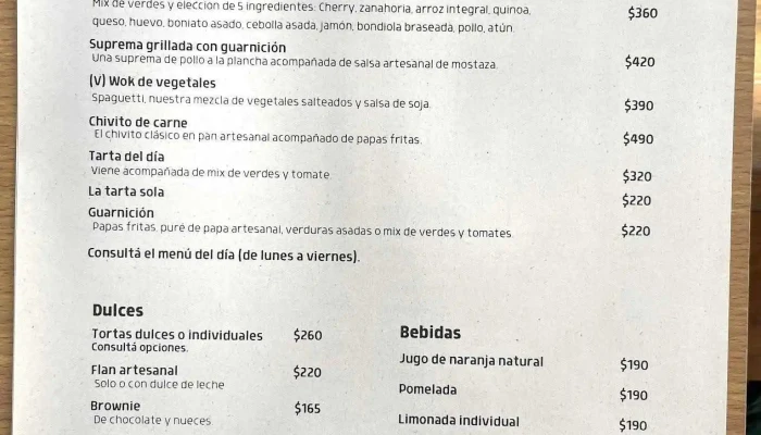 Vera -  Menu - Montevideo